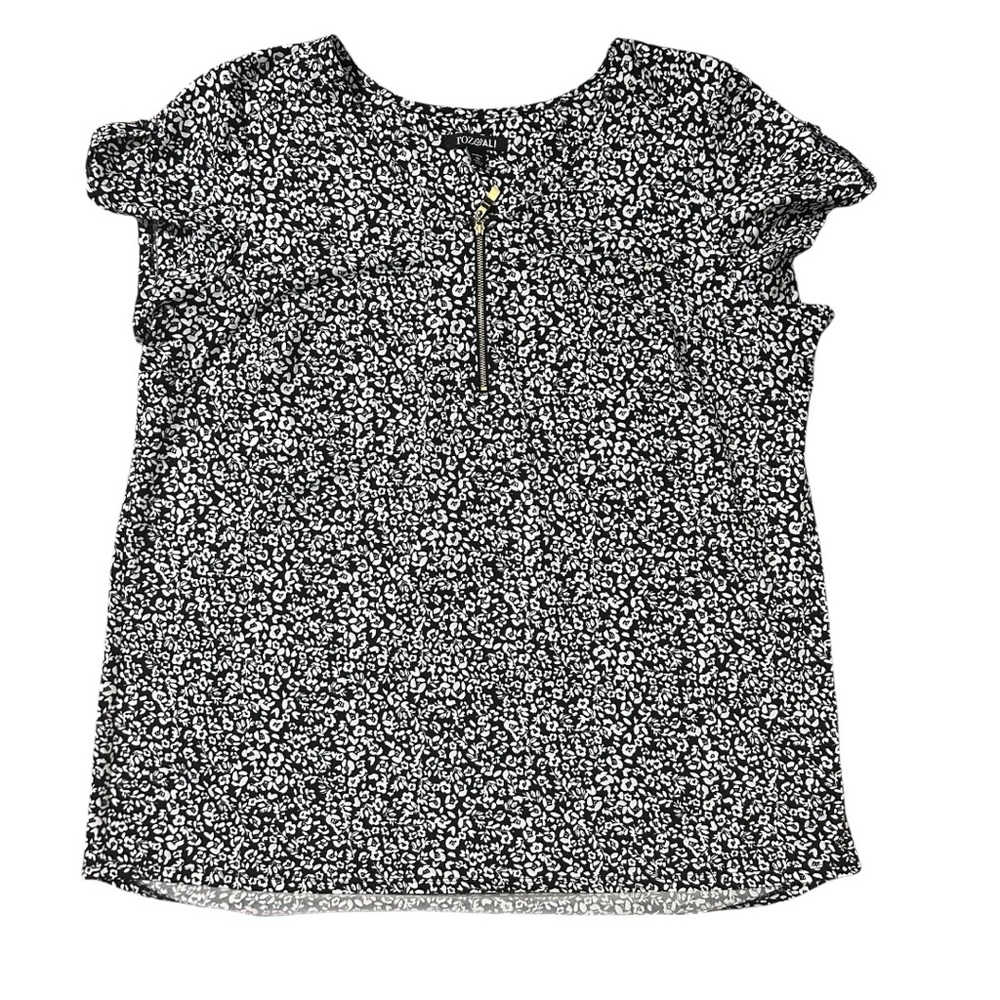 Roz & Ali Black and White Patterned Blouse